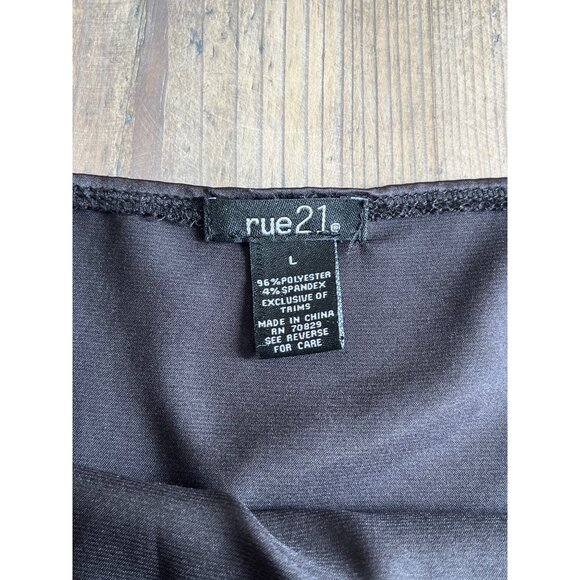 Rue 21 Satin Lace Camisole Tank Top Womens L Black Satin Spaghetti Strap Y2K - Picture 4 of 6